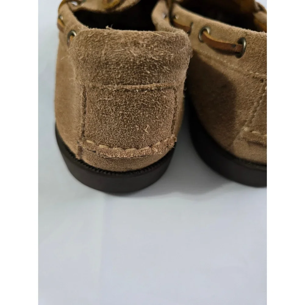 J.Crew Mens Ludlow Suede Boat Shoes Tan Brown Vibram Sole Loafers Size 8.5